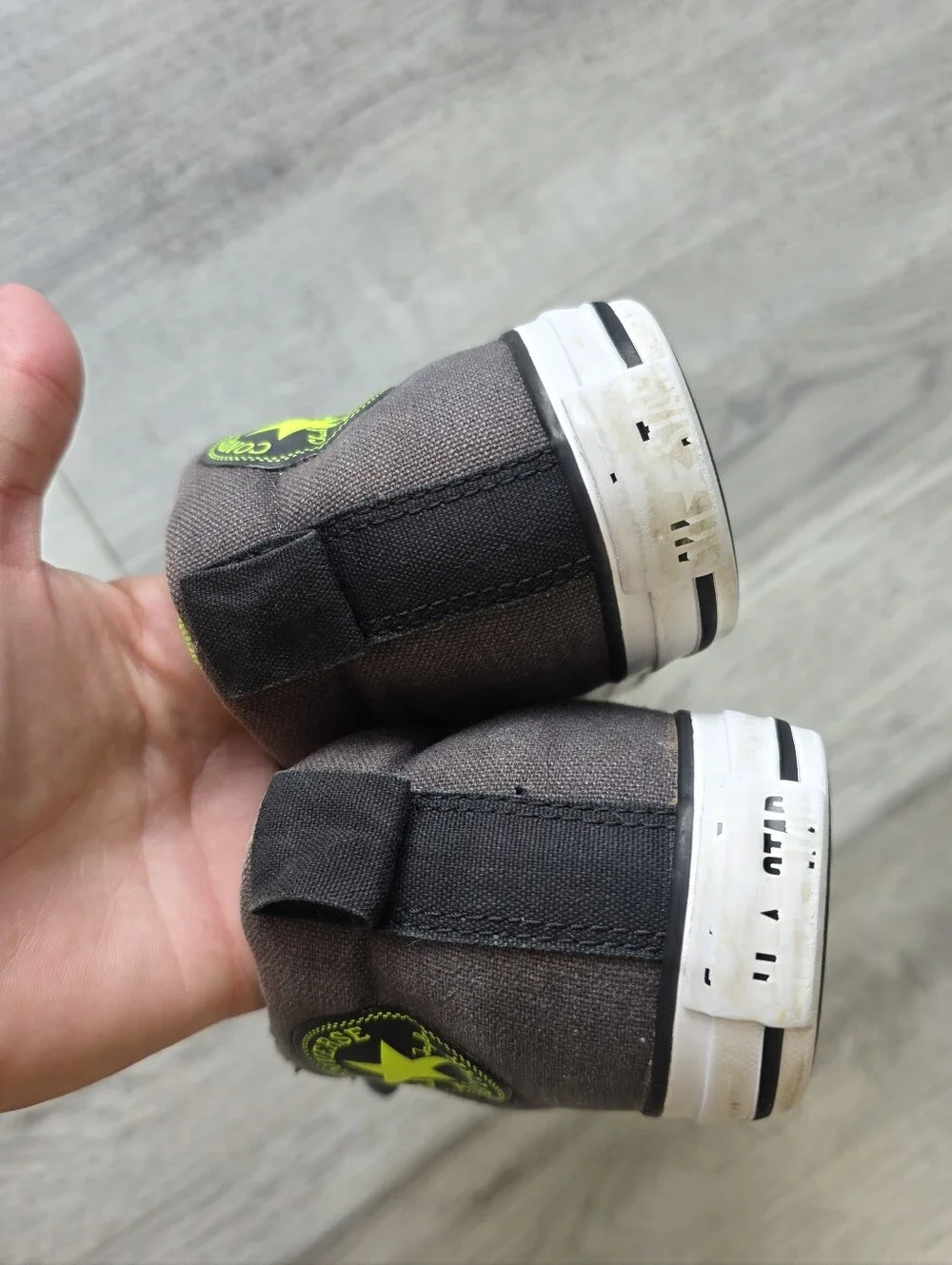 Converse Chuck Taylor All Star Kids Size 3 Gray High Top Sneakers Neon Green
